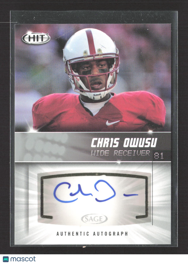 2012 SAGE HIT Chris Owusu #A35 Authentic Auto