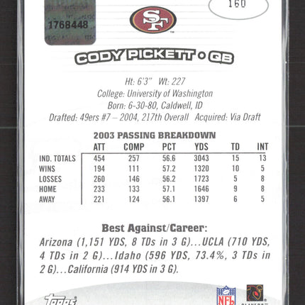 2004 Topps Bowman's Best Cody Pickett #160 Auto