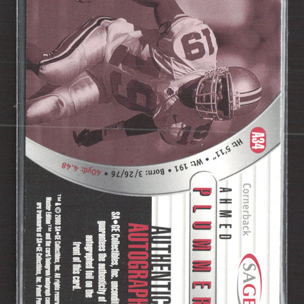 2000 SAGE Authentic Autograph Ahmed Plummer #A34 Autograph 131/650 Auto