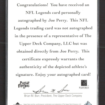 1997 Upper Deck NFL Legends Joe Perry #AL-59 Auto