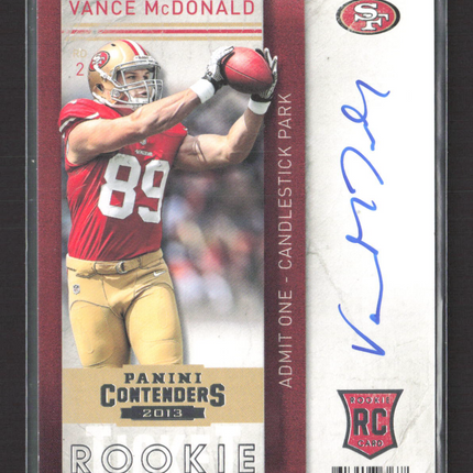 2013 Panini Contenders Vance McDonald #239 RC Auto