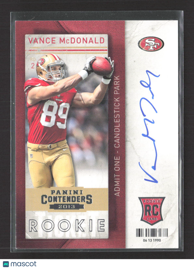 2013 Panini Contenders Vance McDonald #239 RC Auto
