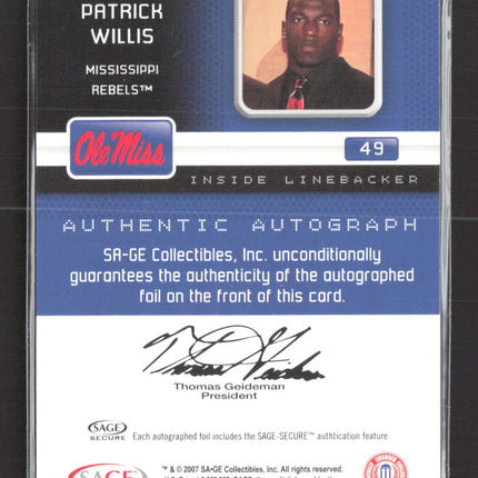 2007 SAGE Aspire Patrick Willis #31A Auto