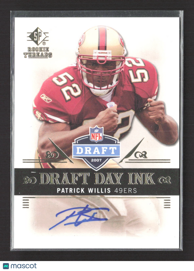 2007 Upper Deck SP Rookie Threads Draft Day Ink Patrick Willis #DDI-WI Auto
