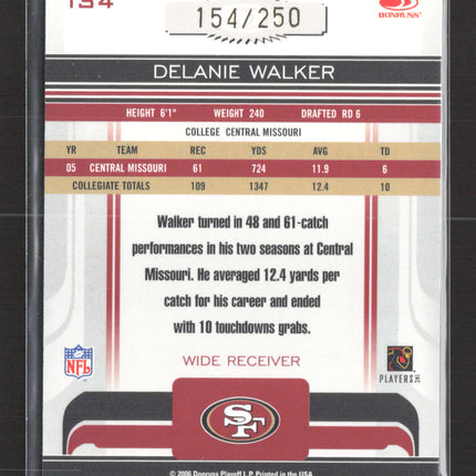 2006 Donruss Gridiron Gear Delanie Walker #134 154/250 Auto