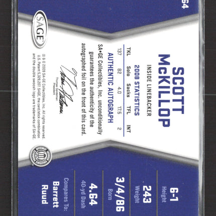 2009 SAGE HIT Scott McKillop #A64 Auto