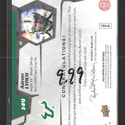 2014 Upper Deck Football Star Rookies Aaron Lynch #149 Auto