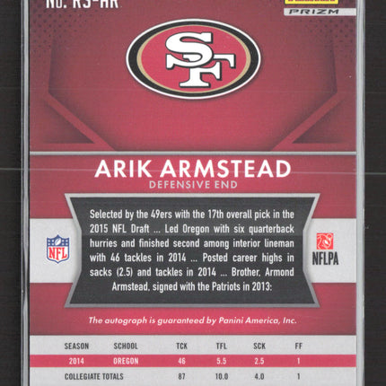 2015 Panini Prizm Arik Armstead #RS-AR Purple RC Auto
