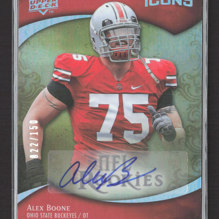 2009 Upper Deck Icons NFL Rookies Alex Boone #136 022/150 Auto