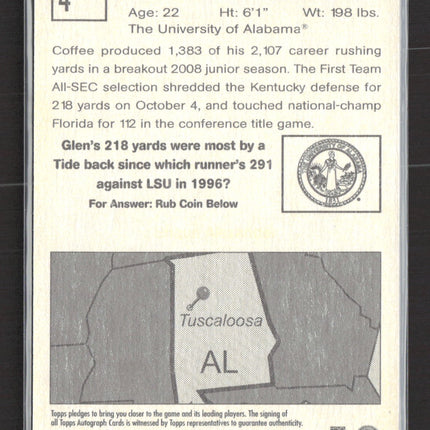 2009 Topps Magic Glen Coffee #4 Auto