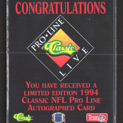 1994 Classic NFL Pro Line Live John Taylor Auto