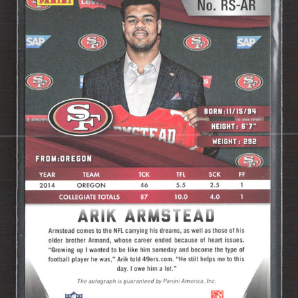 2015 Panini Rookies & Stars Arik Armstead #RS-AR RC Auto