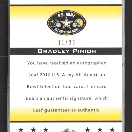 2012 Leaf U.S. Army Selection Tour Bradley Pinion #TA-BP1 11 / 25 Auto