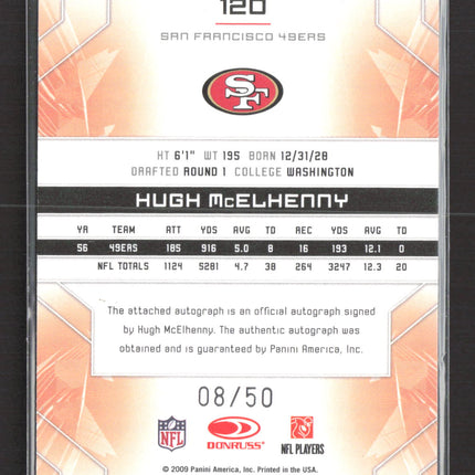 2009 Panini Limited Moniker Legend Hugh McElhenny #120 Silver Spotlight Auto /50