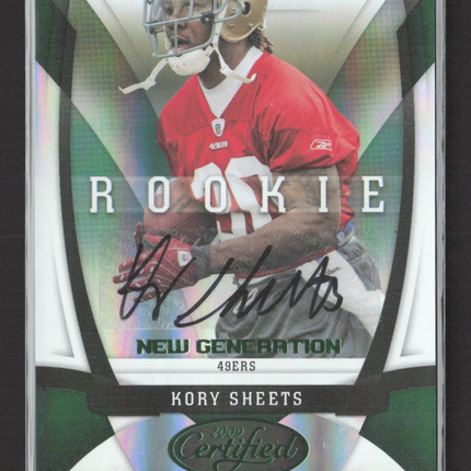 2009 Panini Donruss Certified New Generation Kory Sheets #172 5/5 Auto