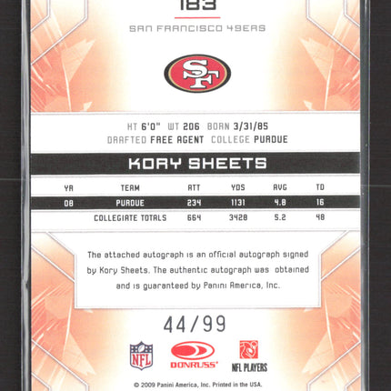 2009 Panini Limited Phenoms Kory Sheets #183 Auto