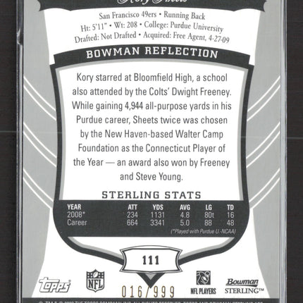 2009 Bowman Sterling Kory Sheets #111 RC Auto