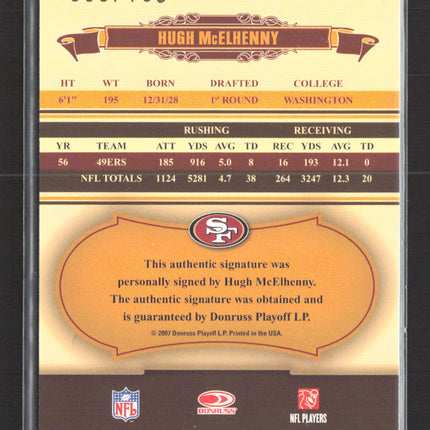 2007 Donruss Classics Significant Signatures Hugh McElhenny #123 Auto /100