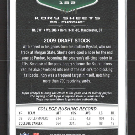 2009 Topps Bowman Kory Sheets #182 Gold 04/10 RC Auto