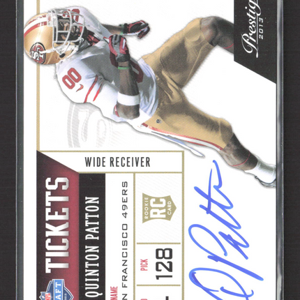 2013 Panini Prestige Draft Tickets Quinton Patton #24 RC Auto
