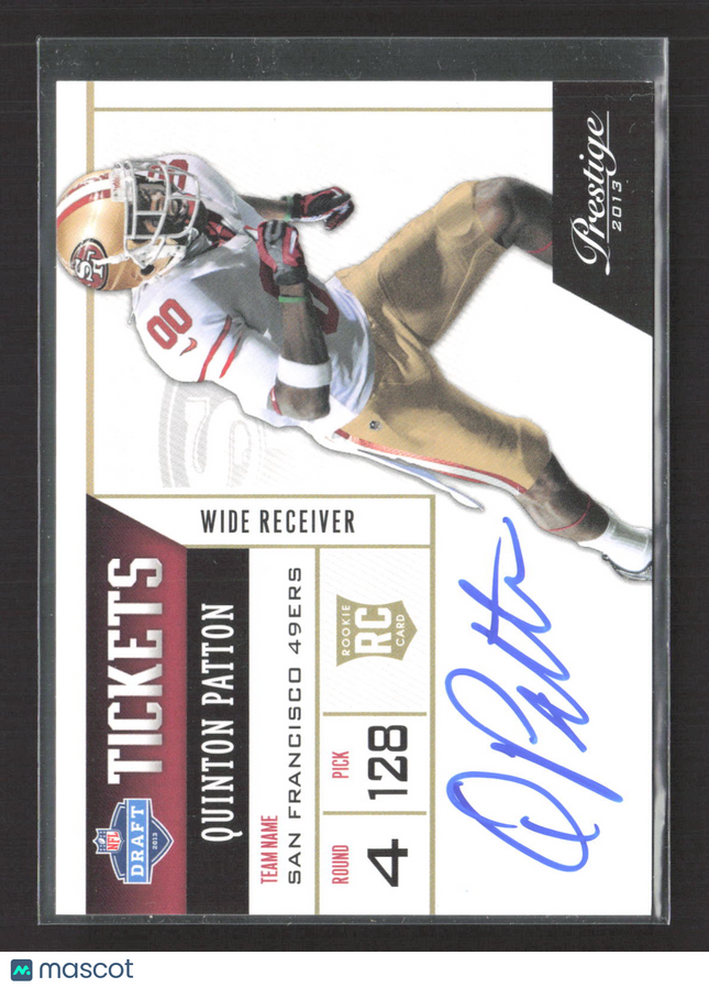 2013 Panini Prestige Draft Tickets Quinton Patton #24 RC Auto