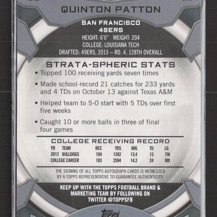 2013 Topps Strata Quinton Patton #32 RC Auto