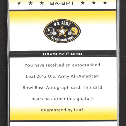 2012 Leaf U.S. Army All-American Bowl Bradley Pinion #BA-BP1 16/50 Auto