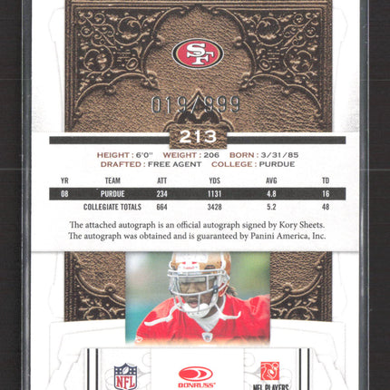 2009 Donruss Classics Kory Sheets #213 Auto