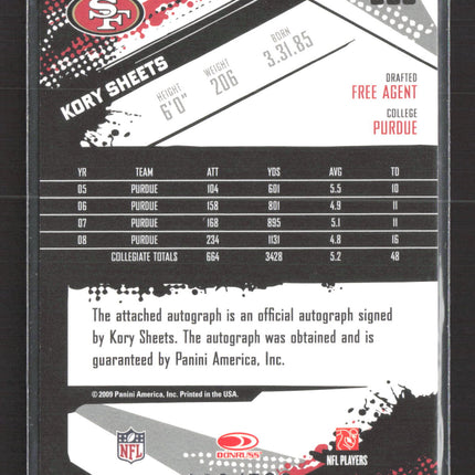 2009 Score Inscriptions Kory Sheets #365 120/799 Auto