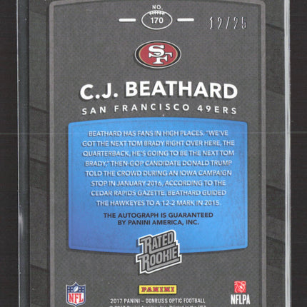2017 Panini Donruss Optic C.J. Beathard #170 Blue 12/25 Auto