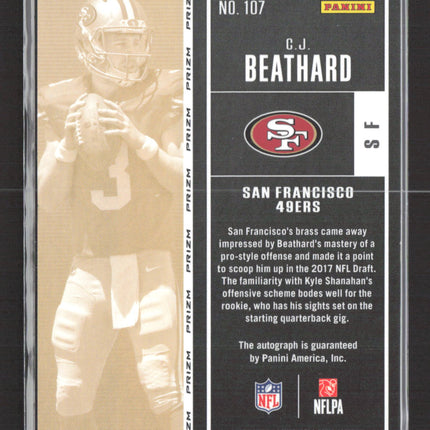2018 Panini Contenders Optic C.J. Beathard #107 RC Auto