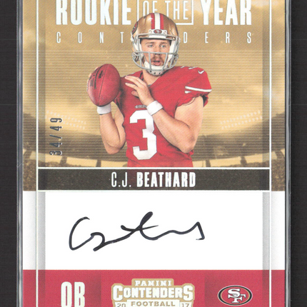 2017 Panini Contenders Rookie of the Year C.J. Beathard #RY-CJ 34/49 Auto