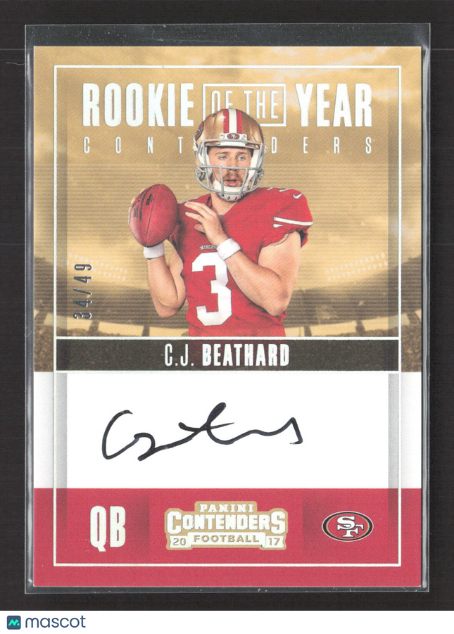 2017 Panini Contenders Rookie of the Year C.J. Beathard #RY-CJ 34/49 Auto