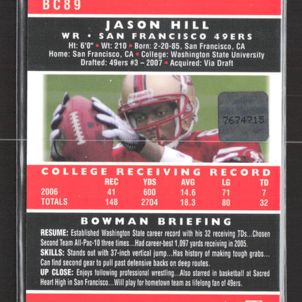 2007 Bowman Chrome Jason Hill #BC89 RC Auto