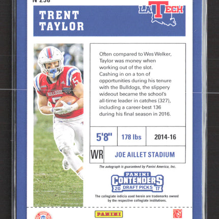 2017 Panini Contenders Draft Trent Taylor #258 Blue Cracked Ice 01/23 RC Auto