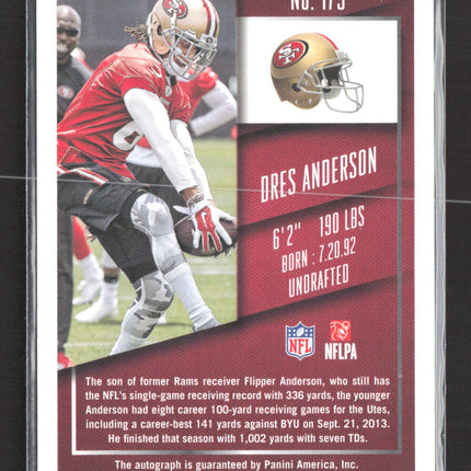 2015 Panini Contenders Football Dres Anderson #175 RC Auto