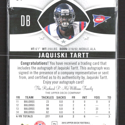 2015 Upper Deck Football Star Rookie Jaquiski Tartt #84 Auto /49