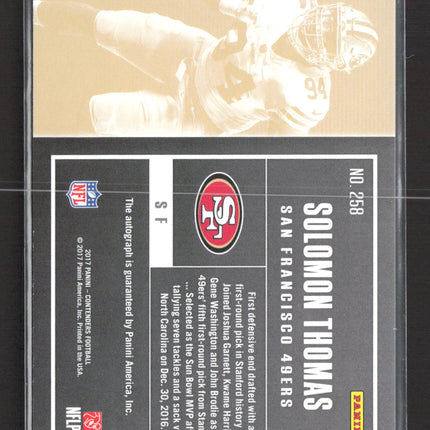 2017 Panini Contenders Football Solomon Thomas #258 RC Auto