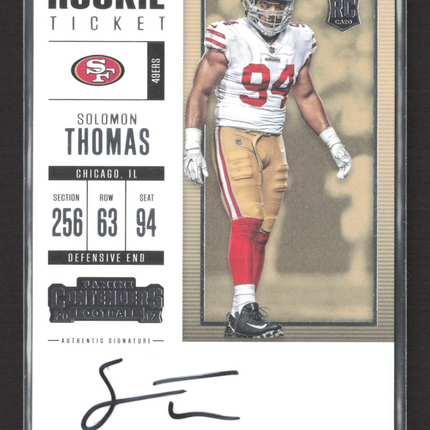 2017 Panini Contenders Football Solomon Thomas #116 RC Auto