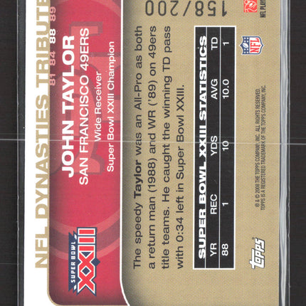 2008 Topps NFL Dynasties Tribute John Taylor #DYNA-JT /200 Auto