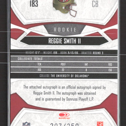 2008 Donruss Gridiron Gear Reggie Smith II #183 Auto /250