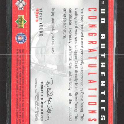 1999 Upper Deck HoloGrFX UD Authentics Signatures Steve Young #SY Auto