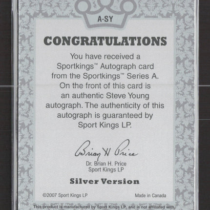 2007 SportKings Series A Steve Young #A-SY Silver Version Auto