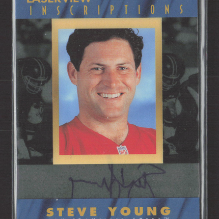 1996 Pinnacle Laserview Inscriptions Steve Young #1 1573/1950 Auto