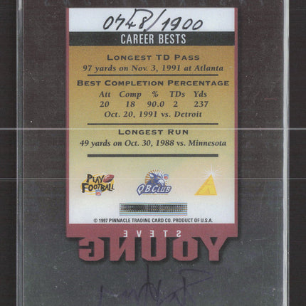 1997 Pinnacle Inscriptions Steve Young #4 0448/1900 Auto