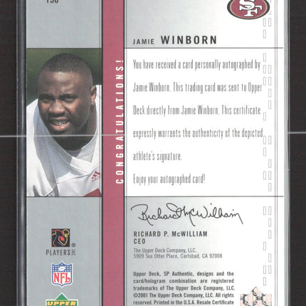 2001 Upper Deck SP Authentic Future Watch Jamie Winborn #150 514/550 Auto