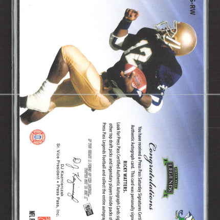 2009 Press Pass Legends Saturday Signatures Ricky Watters #SS-RW Auto