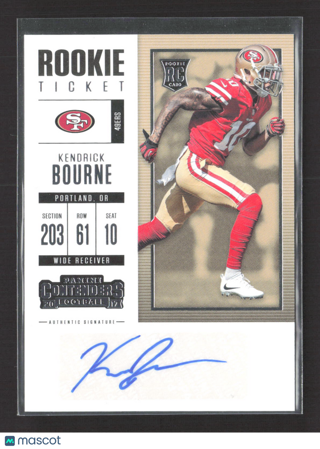 2017 Panini Contenders Football Kendrick Bourne #243 RC Auto
