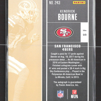 2017 Panini Contenders Football Kendrick Bourne #243 RC Auto