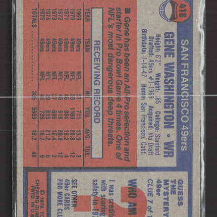 1976 Topps Gene Washington #418 IP Auto